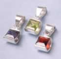 "C" Sterling Silver And Faceted Stone Pendant