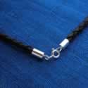 Wholesale Jewelry: Braided leather and silver necklace.