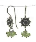 Wholesale Sterling Silver Earring With Faceted Stone Of Garnet And Dangling Beads Of Peridot