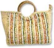 Wood handle cotton purse