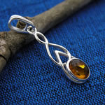 Celtic Amber Silver Pendant