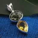 Green Amber and Citrine Pendant